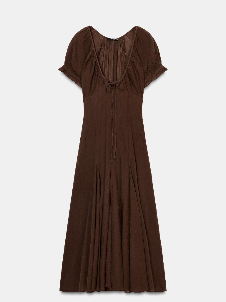 Zara Midi Dress With Tie Neck